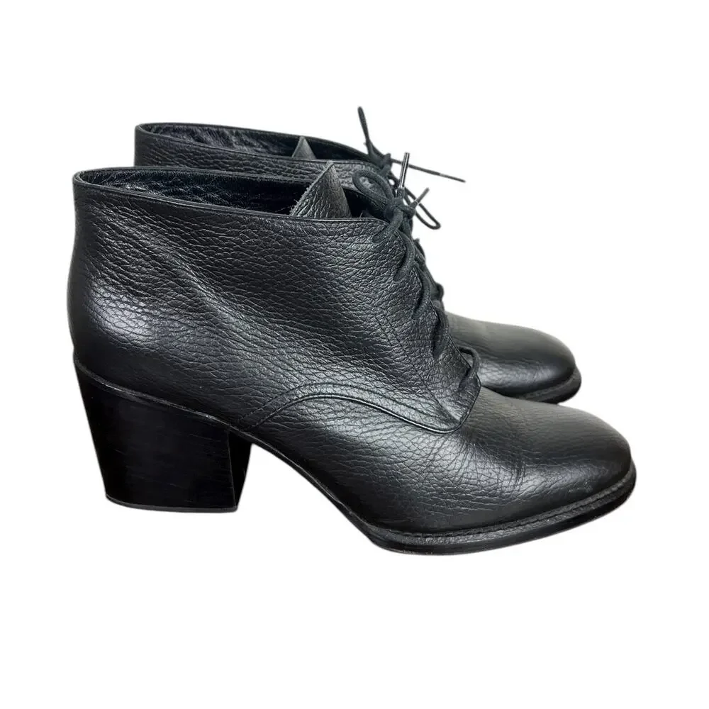 Rachel Comey Ibex Leather Lace-Up Booties Black Ankle Boots Size 9